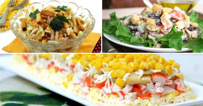 Как приготовить восхитительный салат с сухариками: 9 рецептов